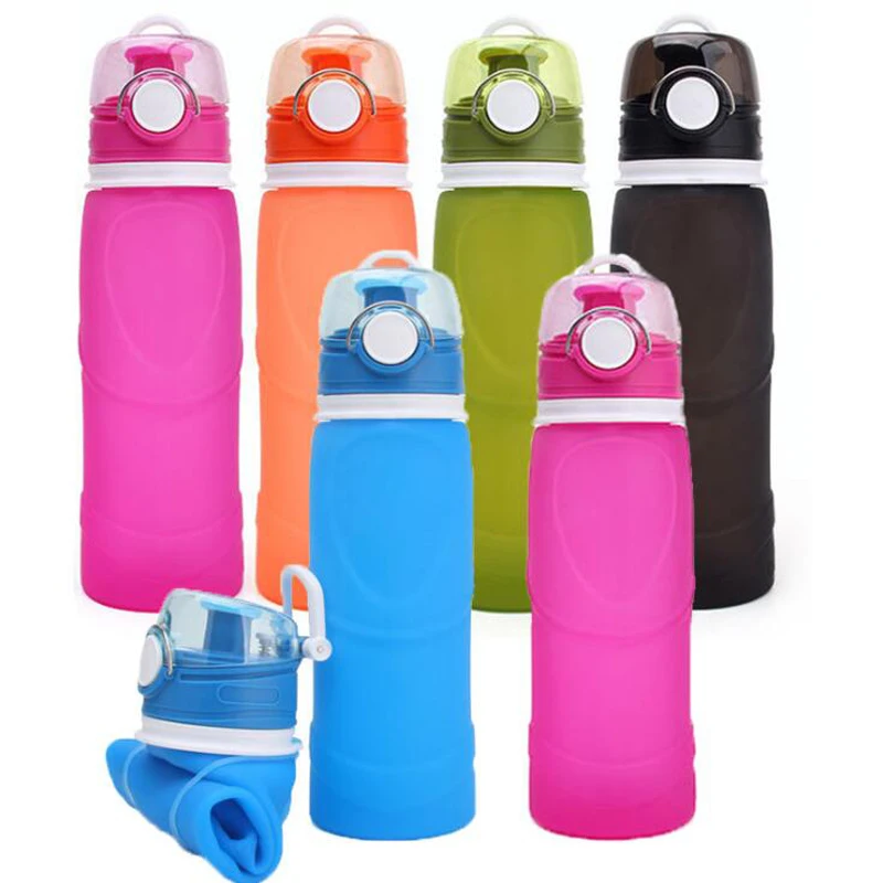 

Silicone Water Bottle Collapsible Silicone Folding Kettle Outdoor Sport Water Bottle Camping Travel Running Bottle 750ML