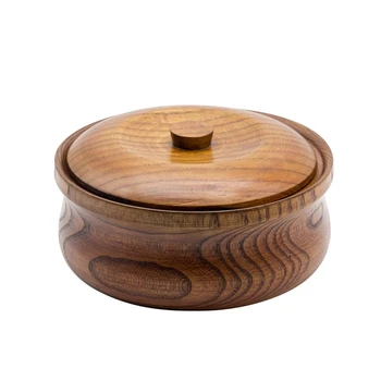 

Solid Wooden Bowls with Cover for Soup/Noodles Salad Bowls Japan Style Rice Dinnerware for Home/Hotel/Restaurant