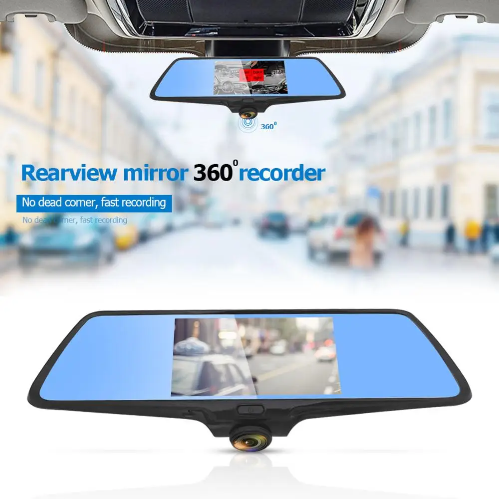 L502 360 панорамный вид Автомобильный видеорегистратор двойной объектив цифровой видеорегистратор фронтальная камера полный экран два и три дисплея