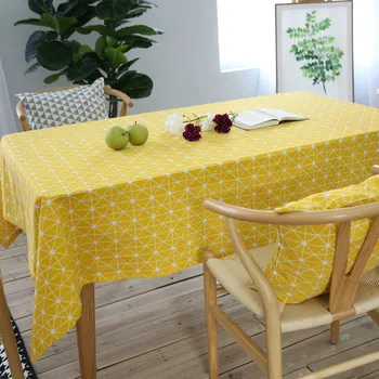 

Yellow Chessboard Decorative Table Cloth Cotton Linen Tablecloth Dining Table Cover For Kitchen Home Decor tafelkleed nappe