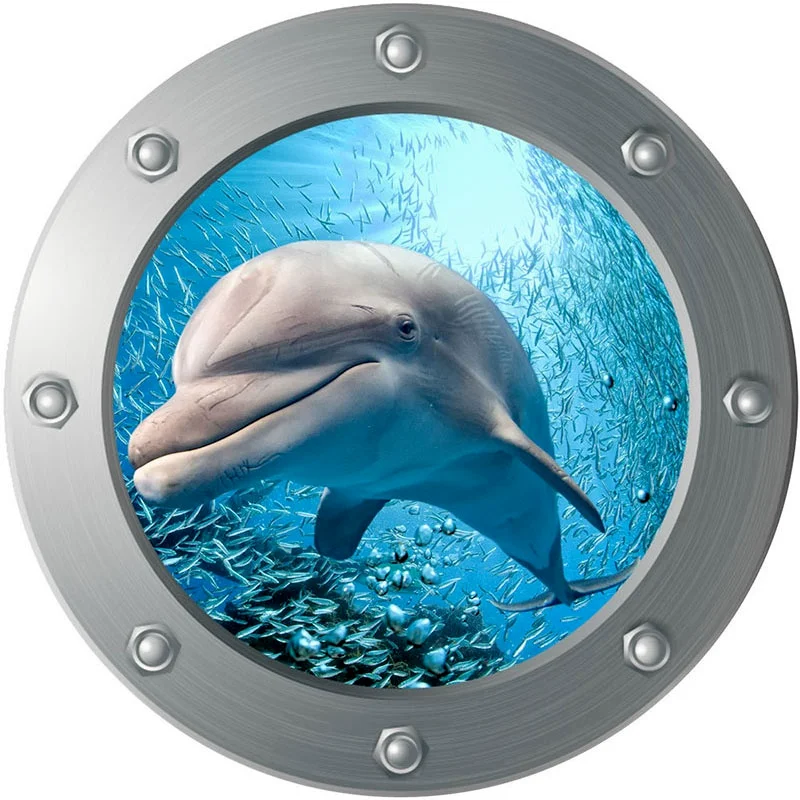 3D Porthole Under The Sea Stickers Seabed Animal Wall Stickers Kids Rooms Home Decoration Faux Submarine Murals Wall wall stickers