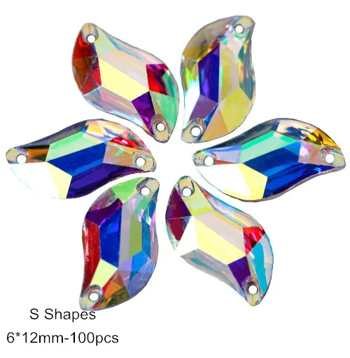 6x12mm-100pcs Смола Кристалл AB смолы Круглые пришивные стразы с плоским основанием пришивные стразы для одежды B3649 - Цвет: 6x12mm-100pcs
