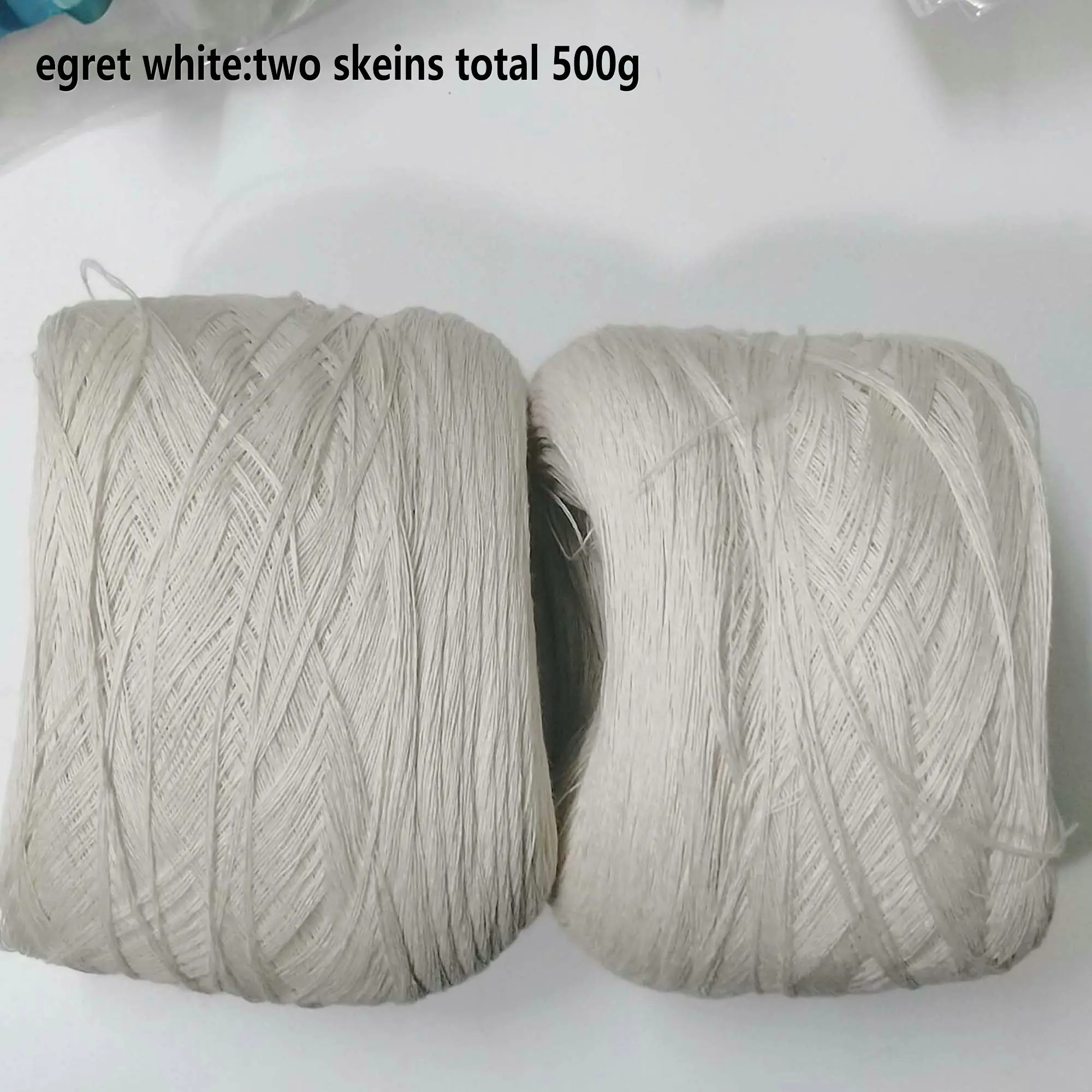 500 грамм чистой льняной пряжи 3 слоя DIY вязание крючком и вязание белый синий натуральный цвет на продажу - Цвет: egret white