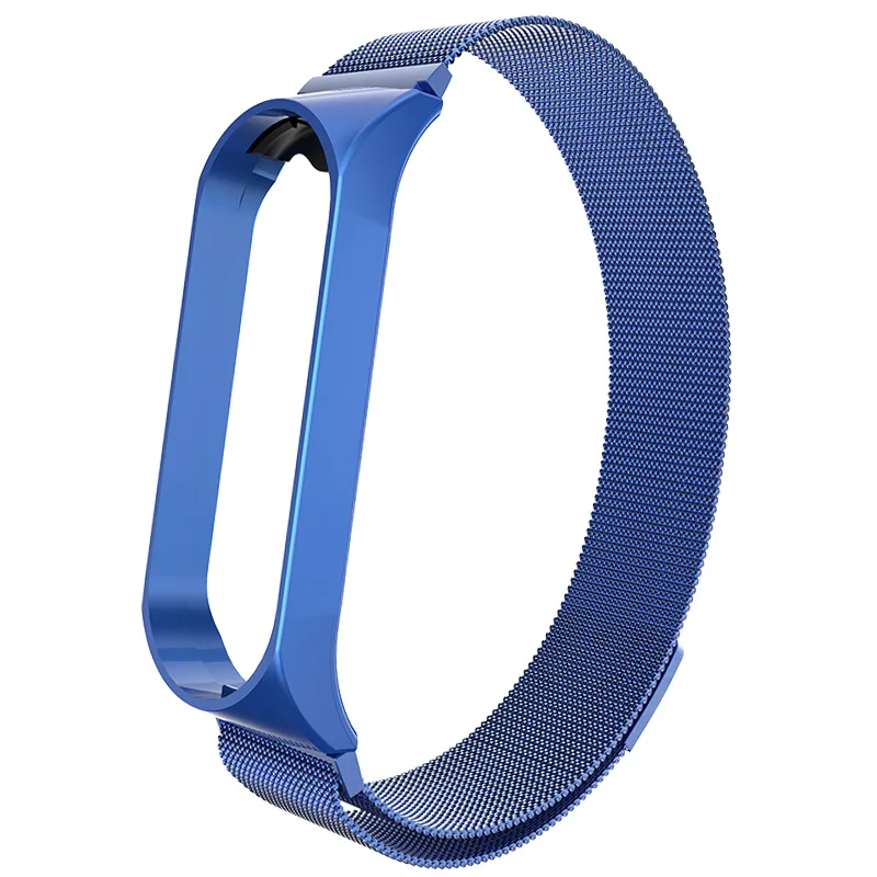 Браслет mi band 4 3 с металлическим ремешком для Xiaomi mi Band 3 4, Безвинтовой браслет mi Band 4 3, браслет mi Band, браслет на запястье, умный браслет 4 из стали - Цвет: Magnetic Blue