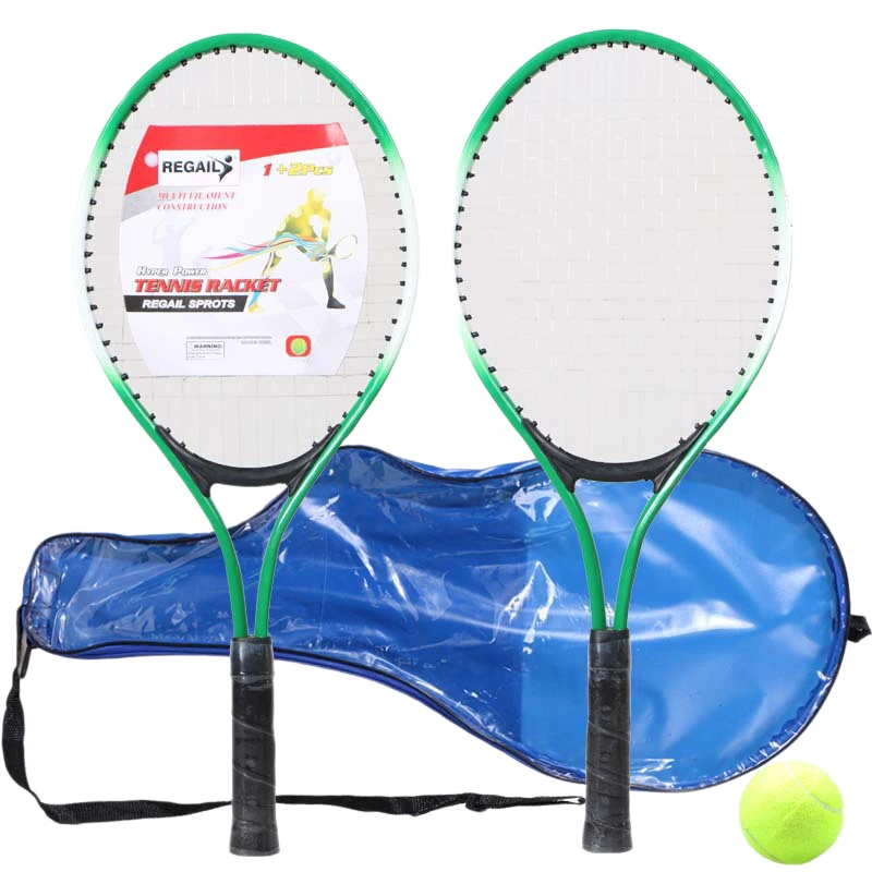 Regail набор из 2 теннисных ракетки Teenager'S для тренировка, теннис ferroсплав + нейлоновая сетка струна для теннисной ракетки с мячом