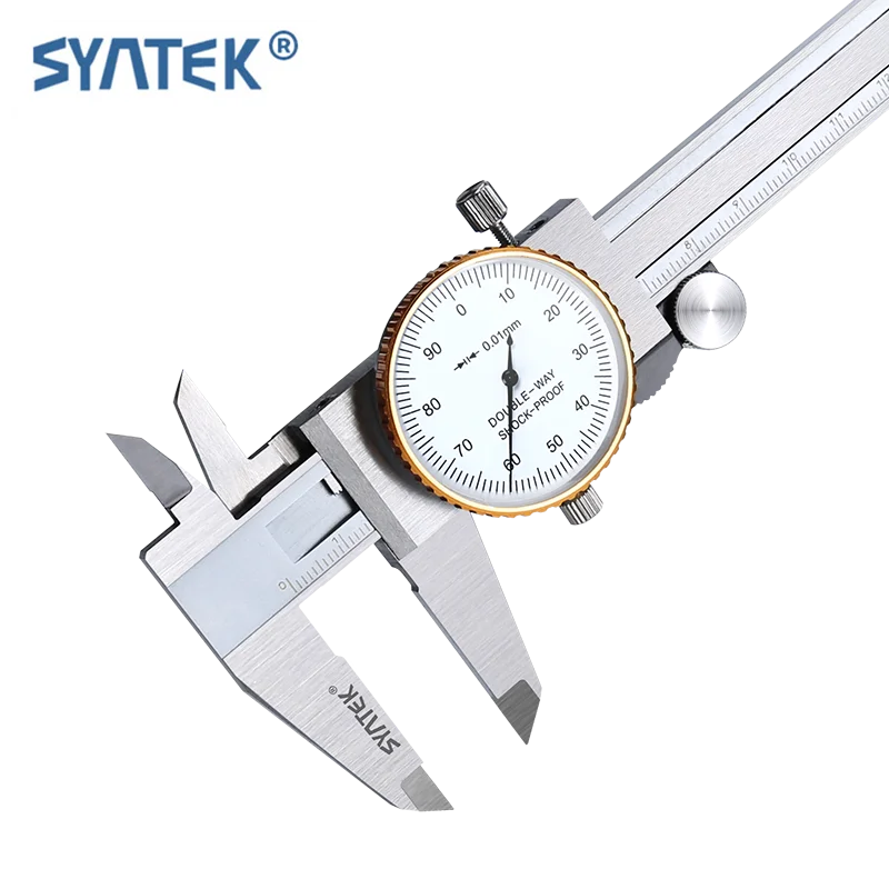 Syntek 0-150 мм 0-200 микрометр измерительный прибор штангенциркуль с циферблатом ударопрочный штангенциркуль 0,01 мм
