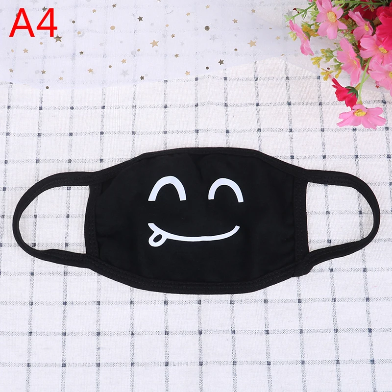 1PC Black Cotton Dustproof Mouth Face Mask Unisex Korean Style Kpop Bear Cycling Anti-Dust Cotton Facial Protective Cover Masks - Color: 4