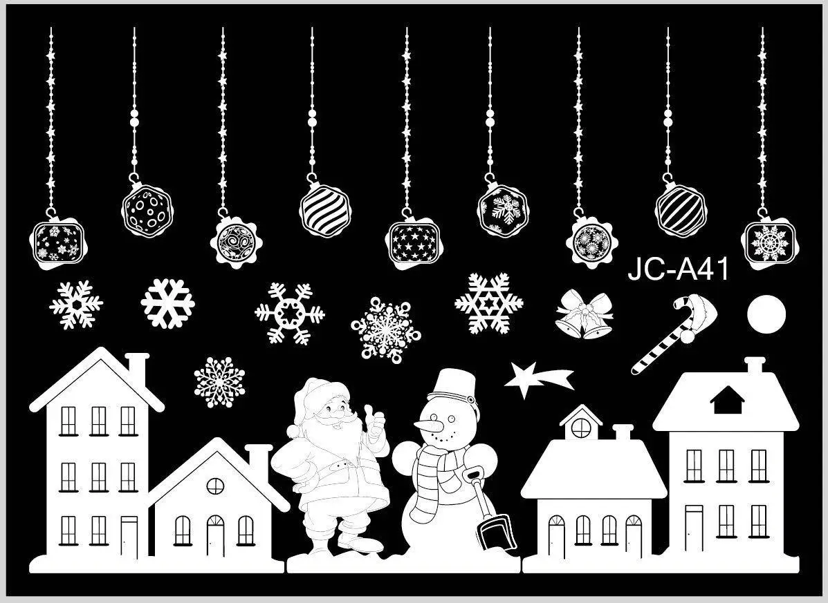 Снежное стекло, наклейки на окна, ресторанный центр, украшение, стекло, окно, съемное, новогоднее, Рождественское украшение, Прямая поставка - Цвет: Небесно-голубой