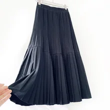 Женская осенне-зимняя базовая юбка с высокой талией трапециевидные гофрированные длинные юбки Saia Женские модные юбки Faldas Jupe Femme