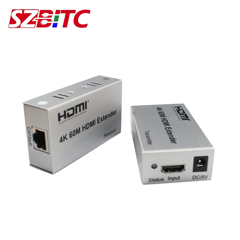 SZBITC 4K HDMI удлинитель 60 м расширение Full HD 3D сплиттер Cat5e/6 RJ45 Ethernet кабель передатчик