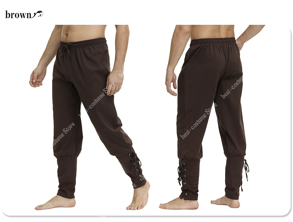 Medieval Pants for Men Pirate Viking Costume Pants Plus Size Trousers Pirate Cosplay Costume With Drawstrings