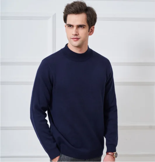 dark blue2 Fdfklak шерстяные трикотажные свитера с длинным рукавом, Мужская водолазка, Повседневная Облегающая рубашка Джерси, Мужская одежда, 7 видов цветов - Цвет: dark blue2