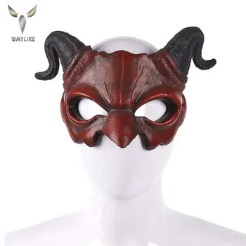 

Waylike Halloween Shofar Demon Mask Red /green PU Mask British Style Carnival Party Halloween Party Stage Performance Mask