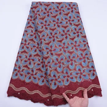 

Wine Red High Quality Voile Lace Fabric African Pure Cotton Lace Fabric Nigerian Cotton Swiss Lace Fabric for Women Dress