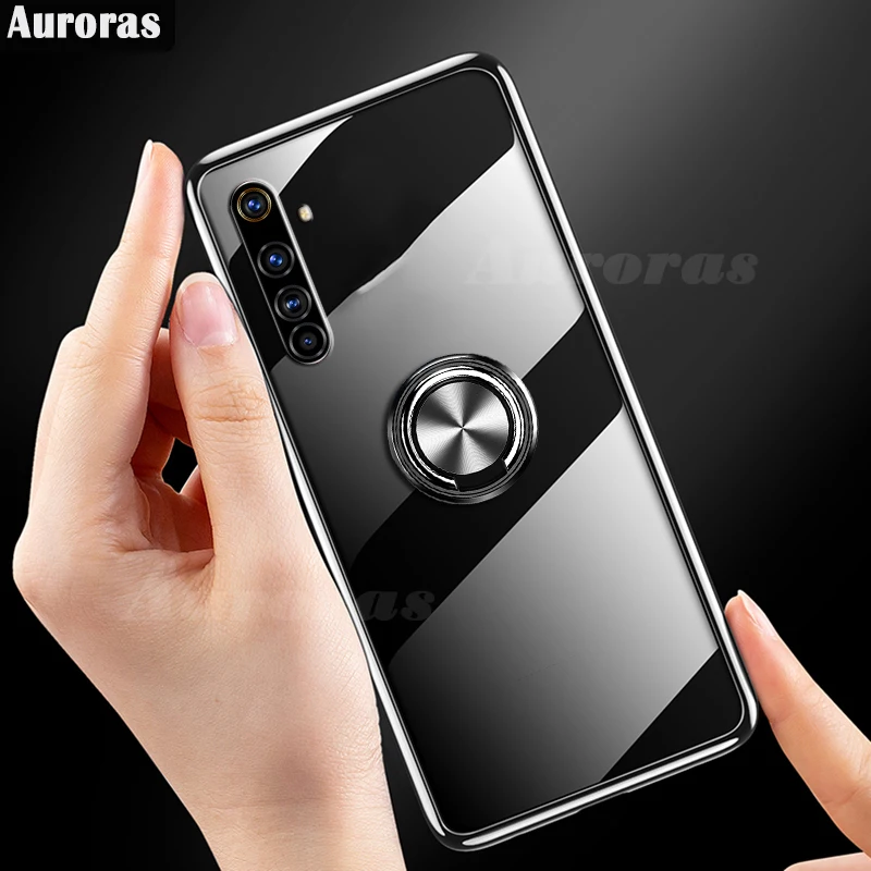 Чехол Auroras для Realme 6 Pro Ударопрочный Мягкий силиконовый матовый чехол с кольцом