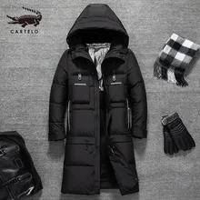 Для Мужчин's длинные белые куртки-пуховики на утином пуху Зимняя Толстая теплая куртка с капюшоном пуховое пальто выбранное перо Костюмы со шляпой для Для мужчин 9261