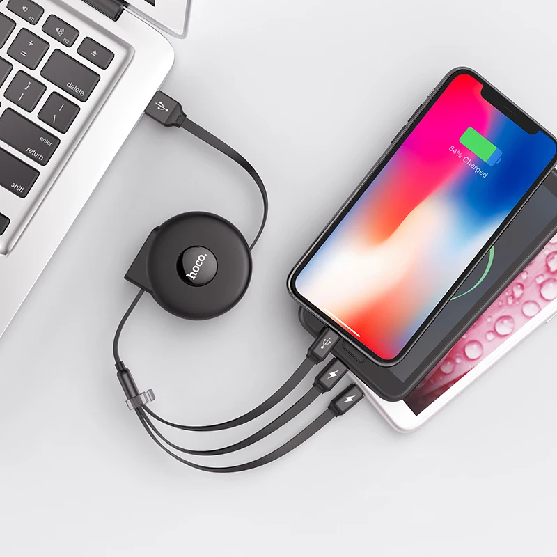 HOCO U50, 10 шт./лот,, 1 м, три в одном, USB кабель для iPhone, кабель типа C, микрокабель для samsung, USB C кабель