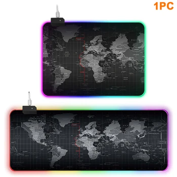 

World Map Home Accessories Non Slip Extended Extra Large USB Port PC Computer RGB Gaming Mouse Pad For Gamer Office Desk Mat