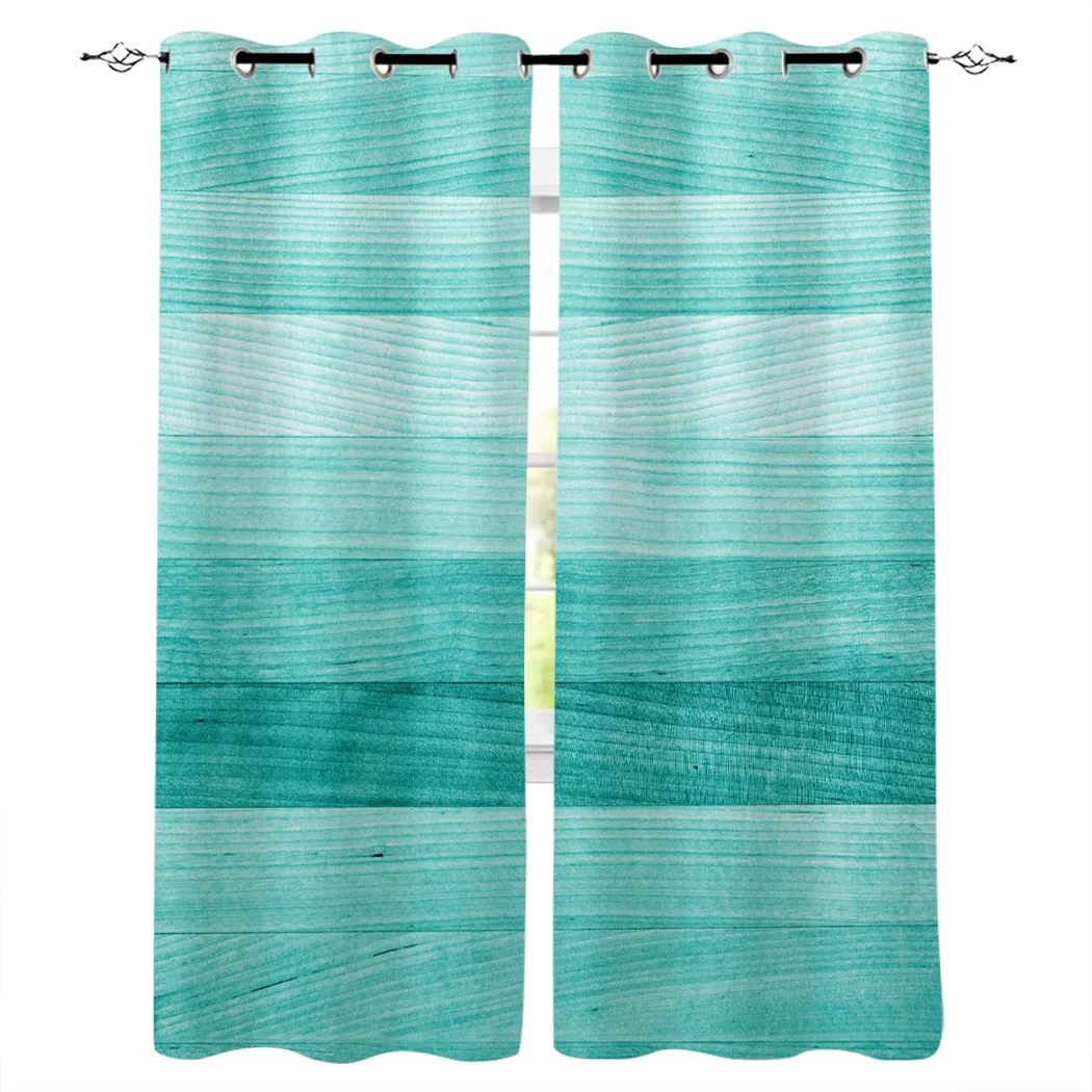 Turquoise Wooden Board Window Curtains For Living Room Kitchen Bedroom ...