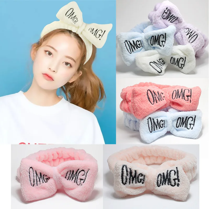 2020 Washing Face Turban Makeup Accessories Bow Hairband Hair New OMG Headband Women Head Wrap Soft Coral Fleece |