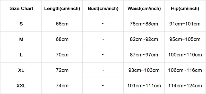 SIZE CHART
