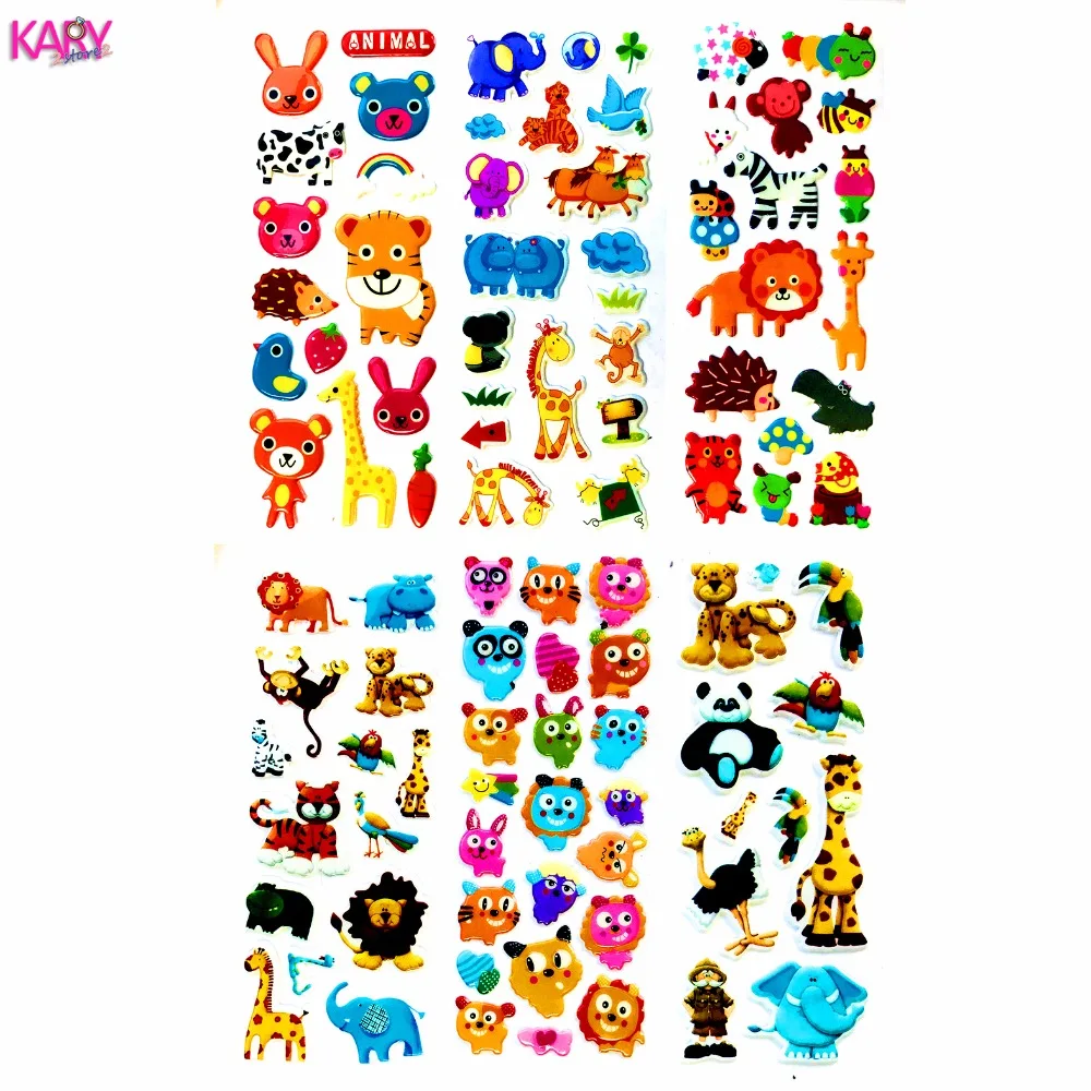 Милые дикие животные сафари парка Скрапбукинг Пузырьковые пышные наклейки 6