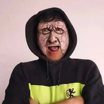 

Funny Prank Mask Old Man Scary Masks 2019 New arrival Realistic Artificial wig latex Hood Human Skin Party