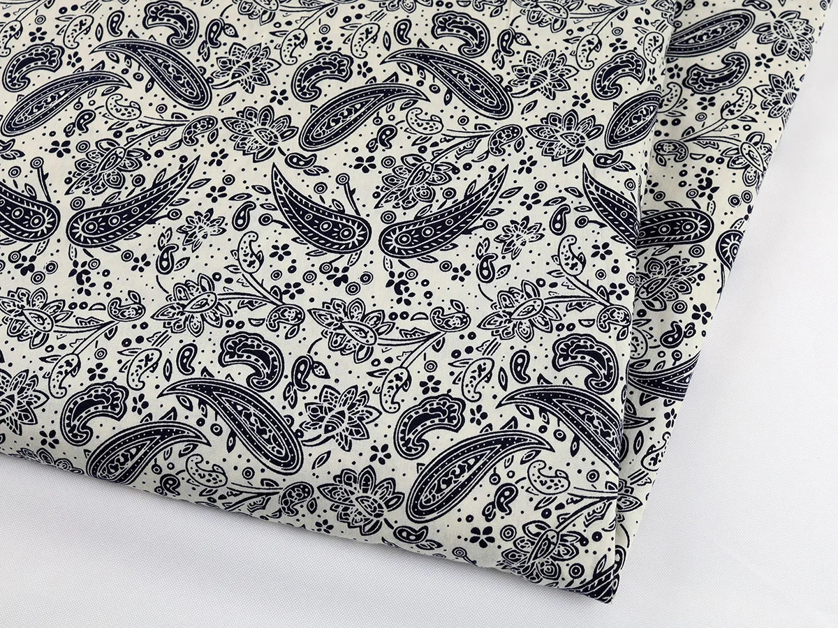 100/% Cotton Paisley Fabric Poplin Patchwork Sewing DIY 148cm wide sold by the yard BLACK