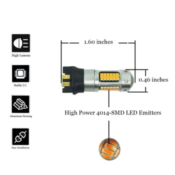 

Set LED Bulbs Canbus Amber PW24W PWY24W Daylight 4014-SMD Super bright