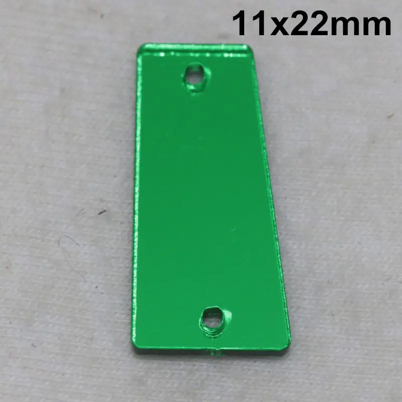 Зеленые акриловые зеркальные пришивные стразы DIY Flatback зеркальные акриловые пришивные стразы с отверстиями для шитья - Цвет: A29-11x22