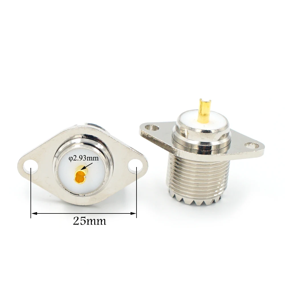 Coaxial Cable Connector RF Connector Cable RF Connector Cable Connector Coaxial Connector RF Connector Adapter 1Pcs SL16 UHF SO239 female 2 hole Female Jack with rhombic flange soldering panel RF connector socket female antenna connector