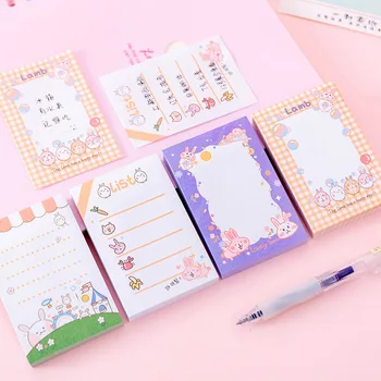

9x6cm Rabbit Animal Cute Memo Pad Paper Stationery Sticky Notes Square Message To Do List Planner Record Kawaii Cartoon