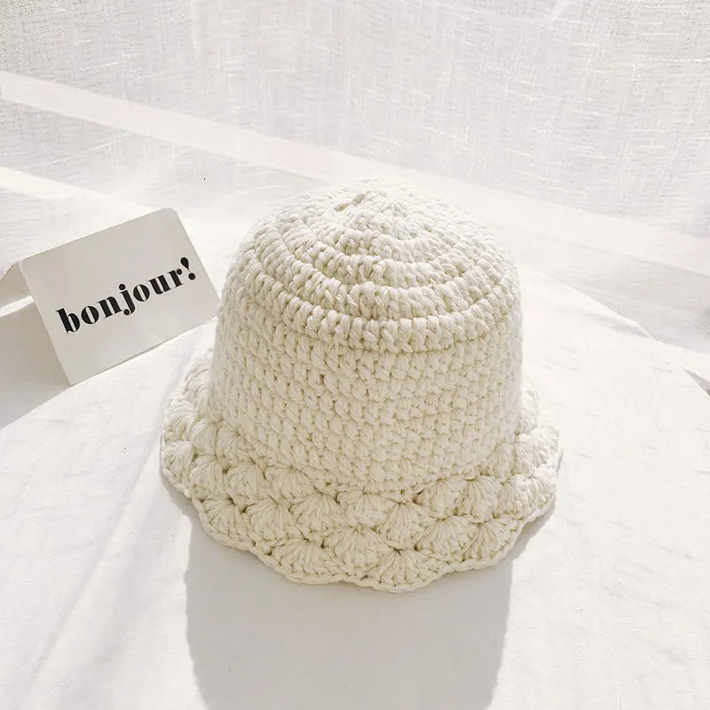 Зимняя Корейская версия милое кружевное шерстяное ведро шляпа Женская однотонная теплая вязаная шапочка для бассейна Простой повседневный для шутника женская шляпа - Цвет: Sectoral beige wool
