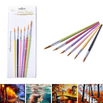 

6Pcs/set Nylon Watercolor Paint Brush Set Student Drawing Pointed Head Paint Brushes For Kids Girls School Stationery Supplies