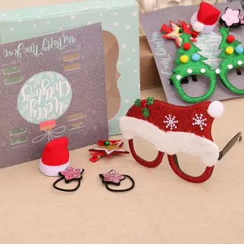 

Set of boxesChristmas Decorations Merry Christmas Santa Claus Snowman Frame Glasses hair accessories Kids Toy Christmas Party De