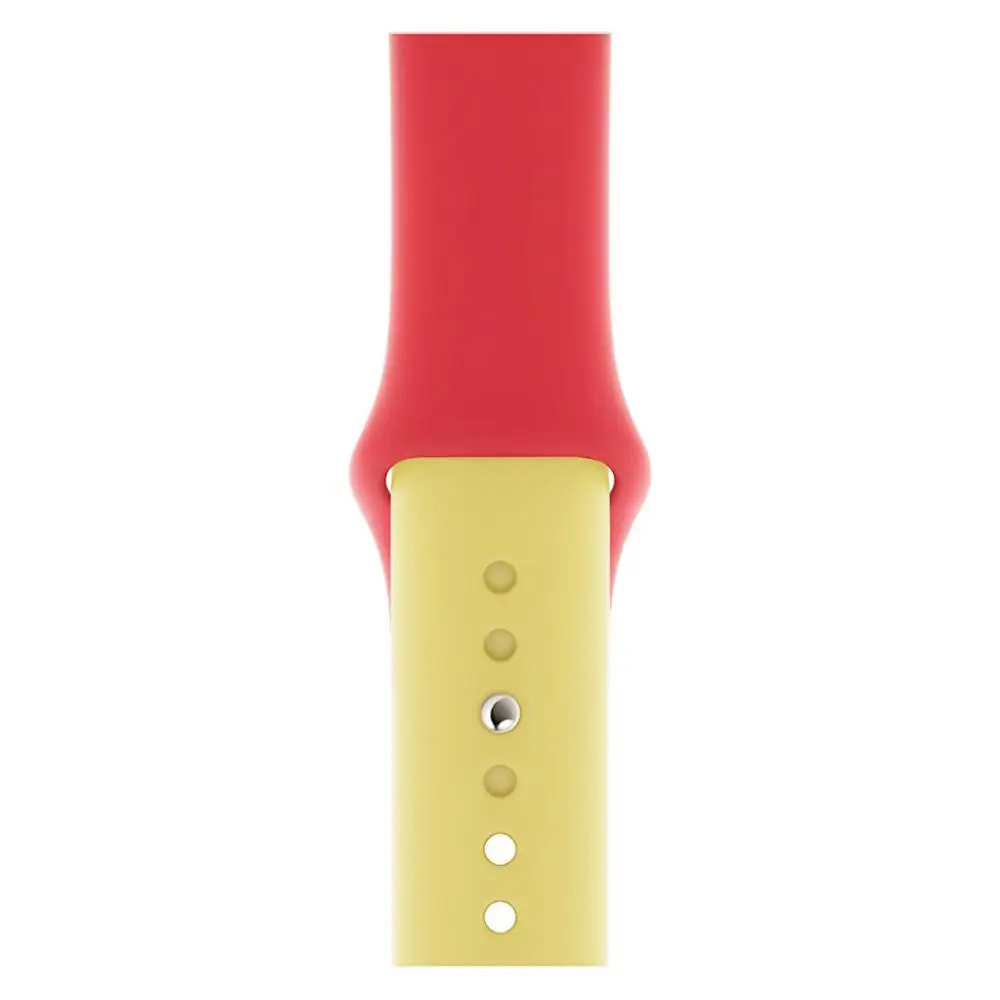 red yellow Ремешок для Apple Watch 4 3 2 1 полосы 38 мм 42 мм силиконовый мягкий спортивный резиновый ремешок для часов Ремешок для Iwatch серии 4 3 2 1 40 мм 44 мм - Цвет ремешка: red yellow