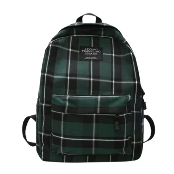 

school backpack Women New Bag Fashion Female Student College Wind Bag Plaid Canvas Backpack Travel Bag рюкзак школьный женский