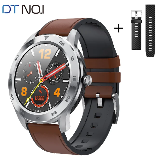 Brown Leather DTNO. I NO.1 DT98 Смарт-часы IP68 Водонепроницаемый крови Давление монитор сердечного ритма Фитнес трекер 1,3 дюймов HD Экран Смарт-часы - Цвет: Brown Leather