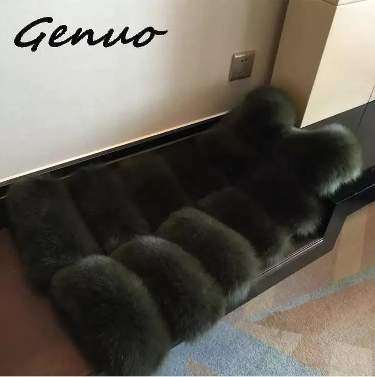 Genuo роскошный жилет из искусственного лисьего меха женский жилет длинный тонкий искусственный мех пальто Высокое качество меховой жилет теплые меховые пальто для женщин