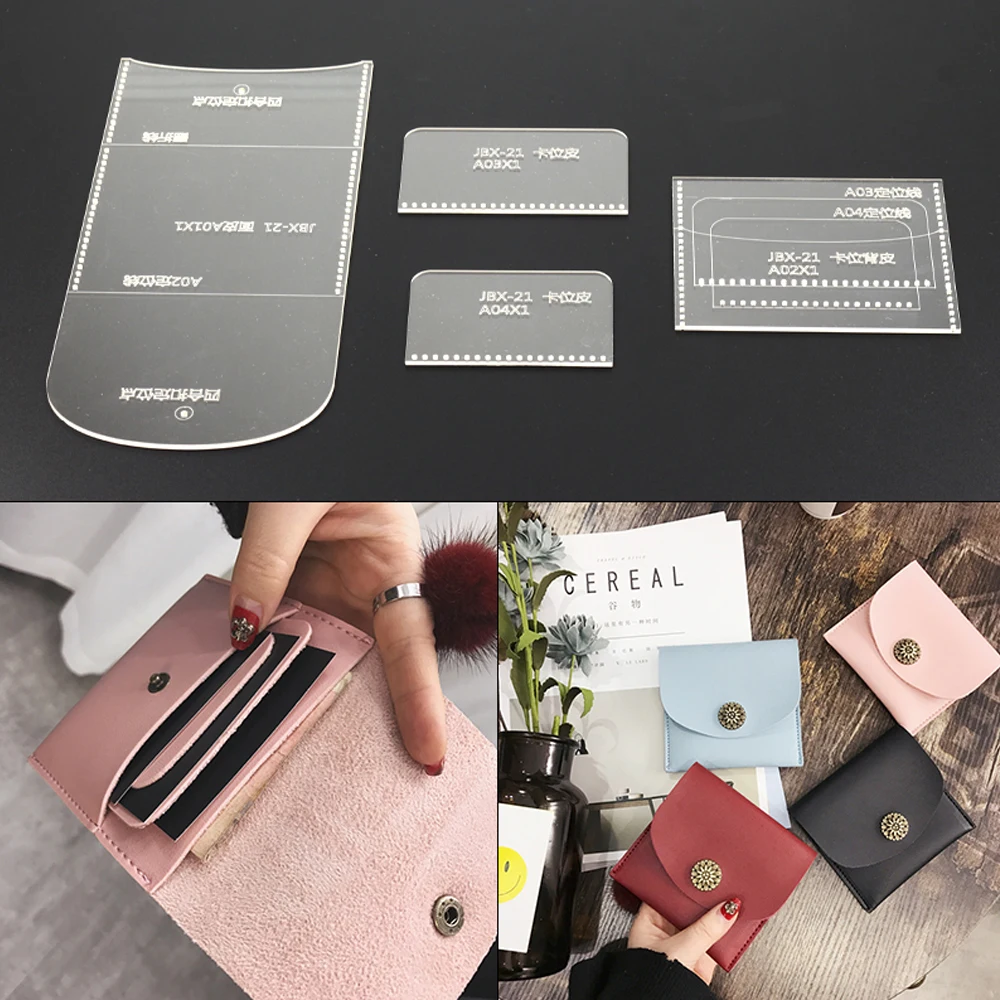 

Acrylic plexiglass template version mold card package diy short wallet purse handmade leather drawings Pattern tool