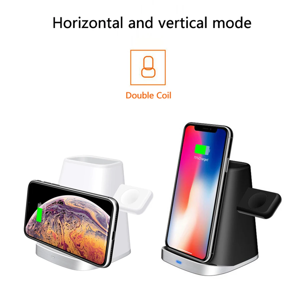 3 IN 1 Apple Watch 6 5 4 3 2 ڱ  AirPods Pro IPhone 8 Plus X XR XS 11 12 Pro Max Fast QI    ̼