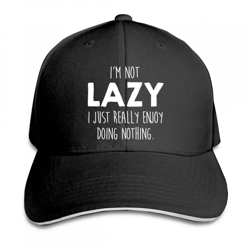 Im Not Lazy, мне просто очень нравится делать ничего смешного, Красный Размер, большая бейсболка для мужчин и женщин, Кепка-Дальнобойщик, модная Регулируемая Кепка - Цвет: 2-Black