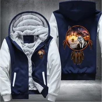 

The Wolf Bond Fleece Mens Winter Hoodies Male 2020 Fashion Casual Sweatshirts Hooded Zipper Warm Sportswear Thicken Warm Outwear