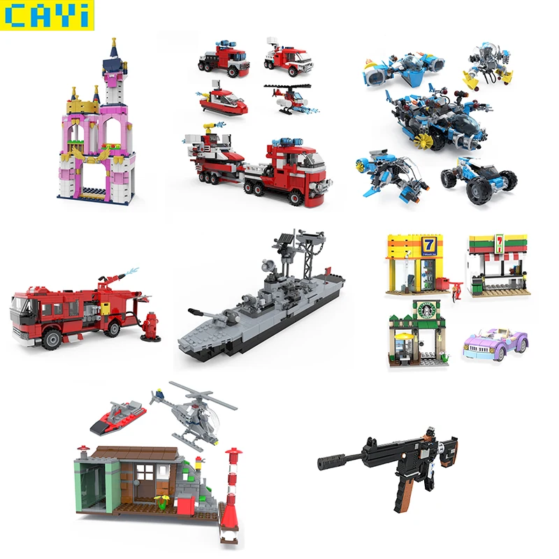 CAYI LegOINGs замок SWAT Автомобиль Лодка Самолет оружие удобство магазин кафе