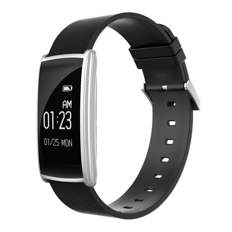 Серебристый 0,96 дюймовый OLED Смарт-браслет с закаленным стеклянным экраном фитнес-трекер кровяное давление/монитор сердечного ритма - Цвет: Серебристый
