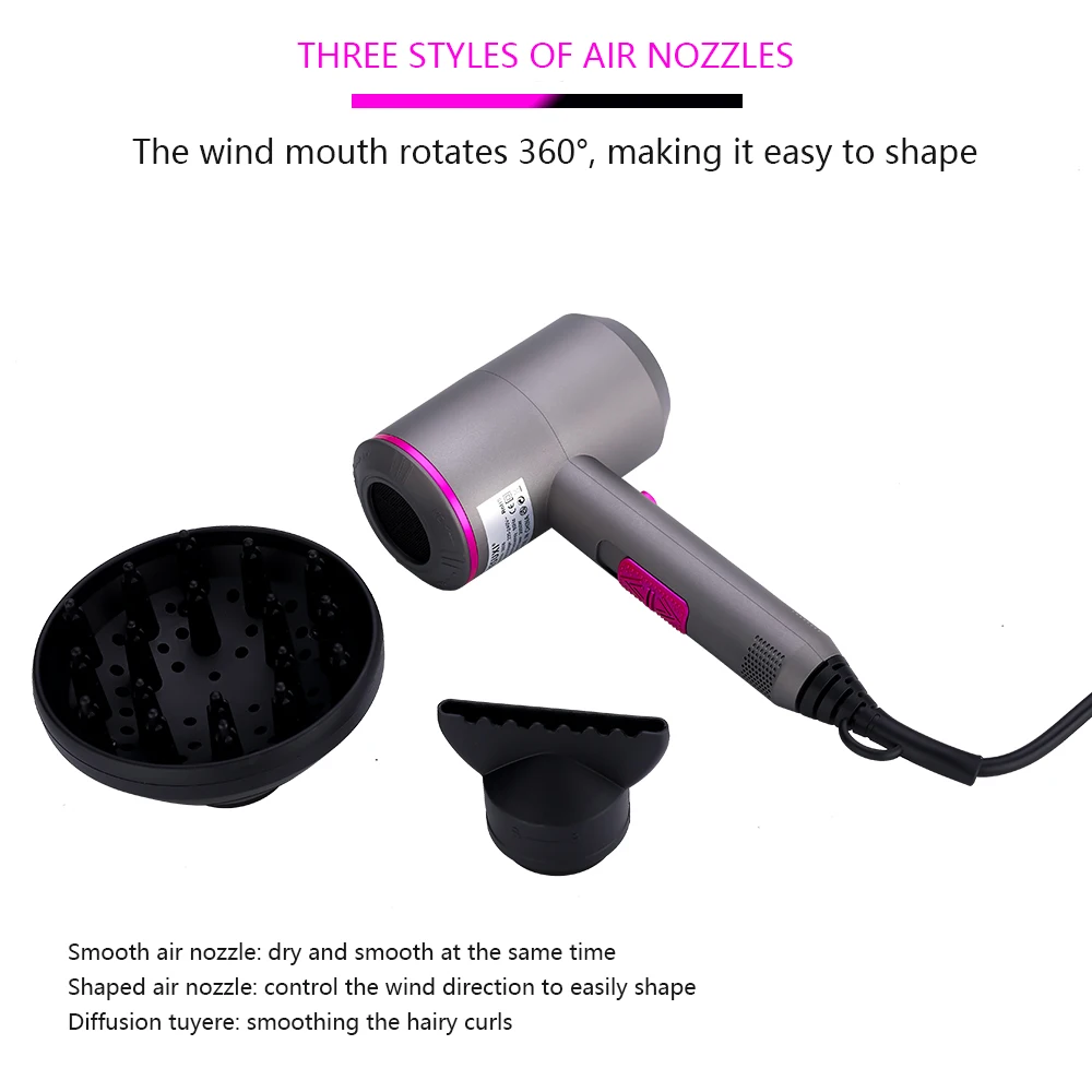 

Hot Professional Hair Dryer High Power Styling Tools Blow Dryer Hot And Cold EU Plug Hairdryer 220-240V Machine Hammer Dryer