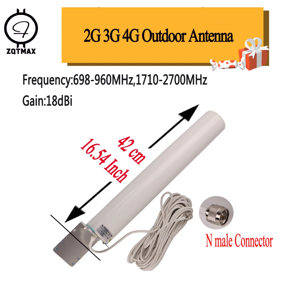 ZQTMAX 4G LTE Антенна 2G 3G внешняя антенна F-Male наружная 18dBi с разъемом 10m для роутера
