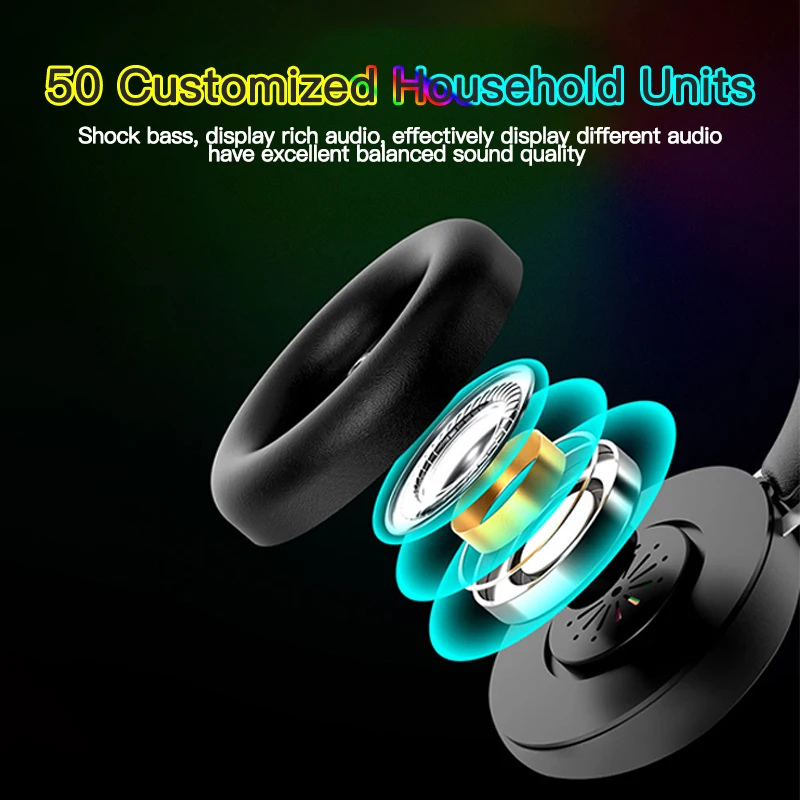 Fashionable RGB Head mounted Headphone Stereo Surround Sound 2 1M Wired Earphone True Gaming Headsets With Hd Mic Earphones