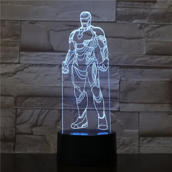 

3D Lamp America Marvel Movie Iron Man 2019 Best Selling Best Gift for Kids Lovely Indoor Decorative Led Night Light Lamp Acrylic