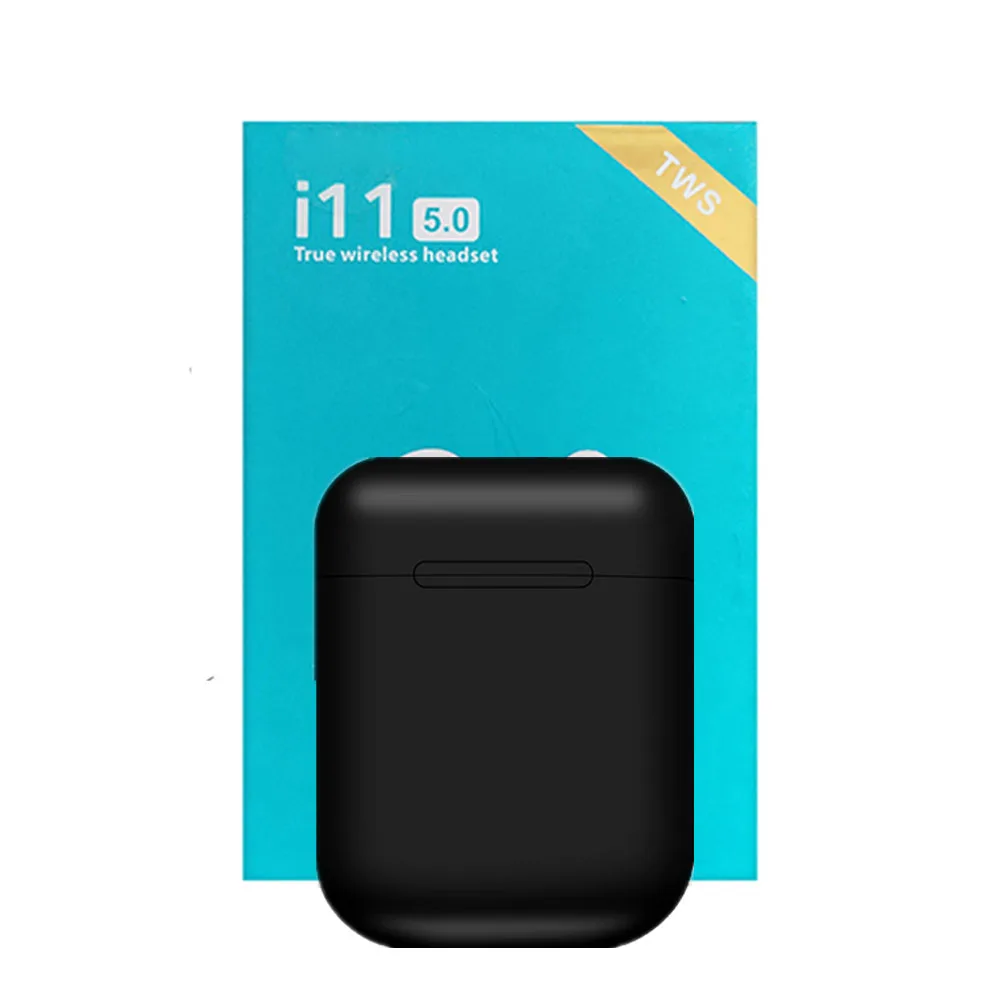 black I11 tws Bluetooth наушники беспроводные наушники сенсорное управление наушники 3D объемный звук и зарядка Shopify дропшиппинг - Color: black